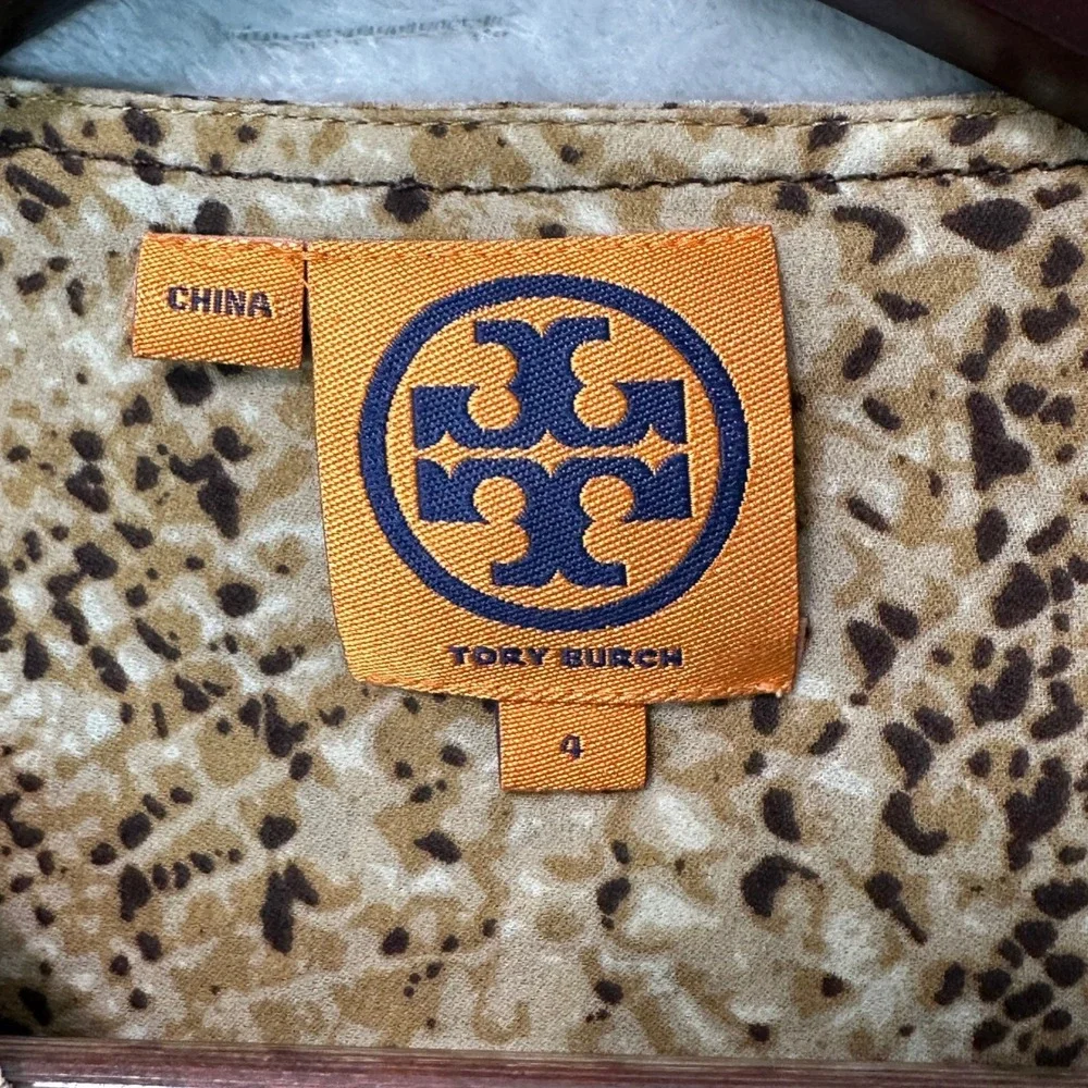 Tory Burch Women 4 100% Silk Python Zip Blouse Drawstring Statement Mob‎ Wife